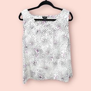 Ann Taylor Sleeveless dotted Blouse White  Used LP